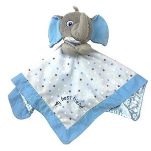 Garanimals Elephant Stars My Best Friend Blue Corduroy Satin Baby Blanket Lovey
